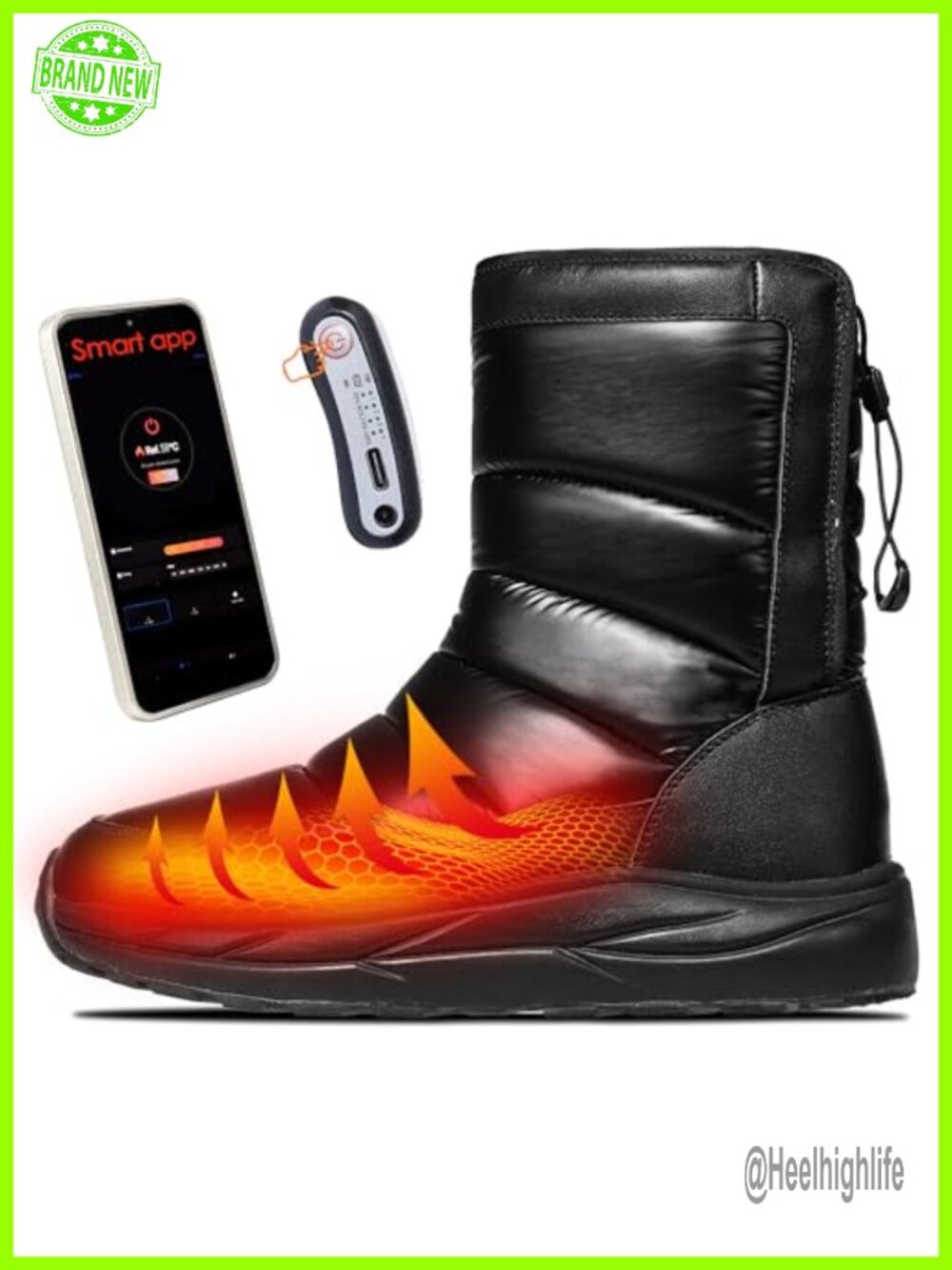 Soulsfeng Heated Snow Boots PU Nylon Waterproof Winter Work Boots